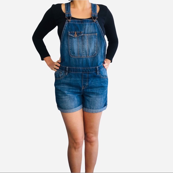 Oshkosh Vintage Y2K Denim Shortalls Overalls shorts XS/S (girls 14) - Picture 1 of 11